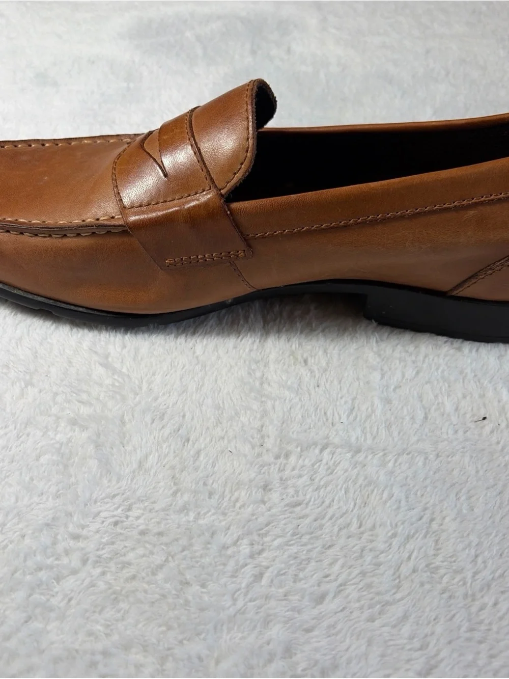 Rockport Mens Tan Leather Penny Loafers Walkability 11.5 M Business Casual